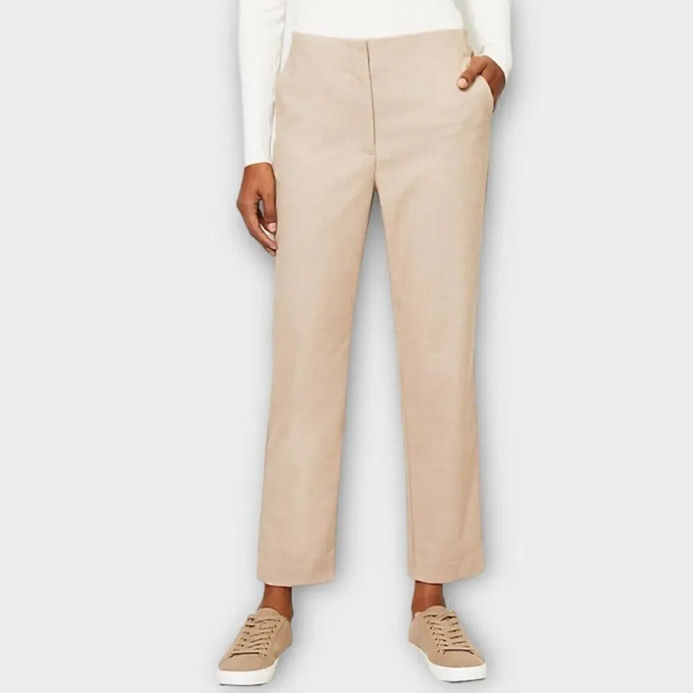 LOFT Herringbone High Waist Slim Pants (Oatmeal Melange) - 0